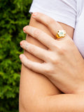 Opal Daisy Signet Ring